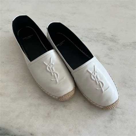 ysl espadrilles nude|SAINT LAURENT Lambskin Monogram Espadrilles 39.5 Nude .